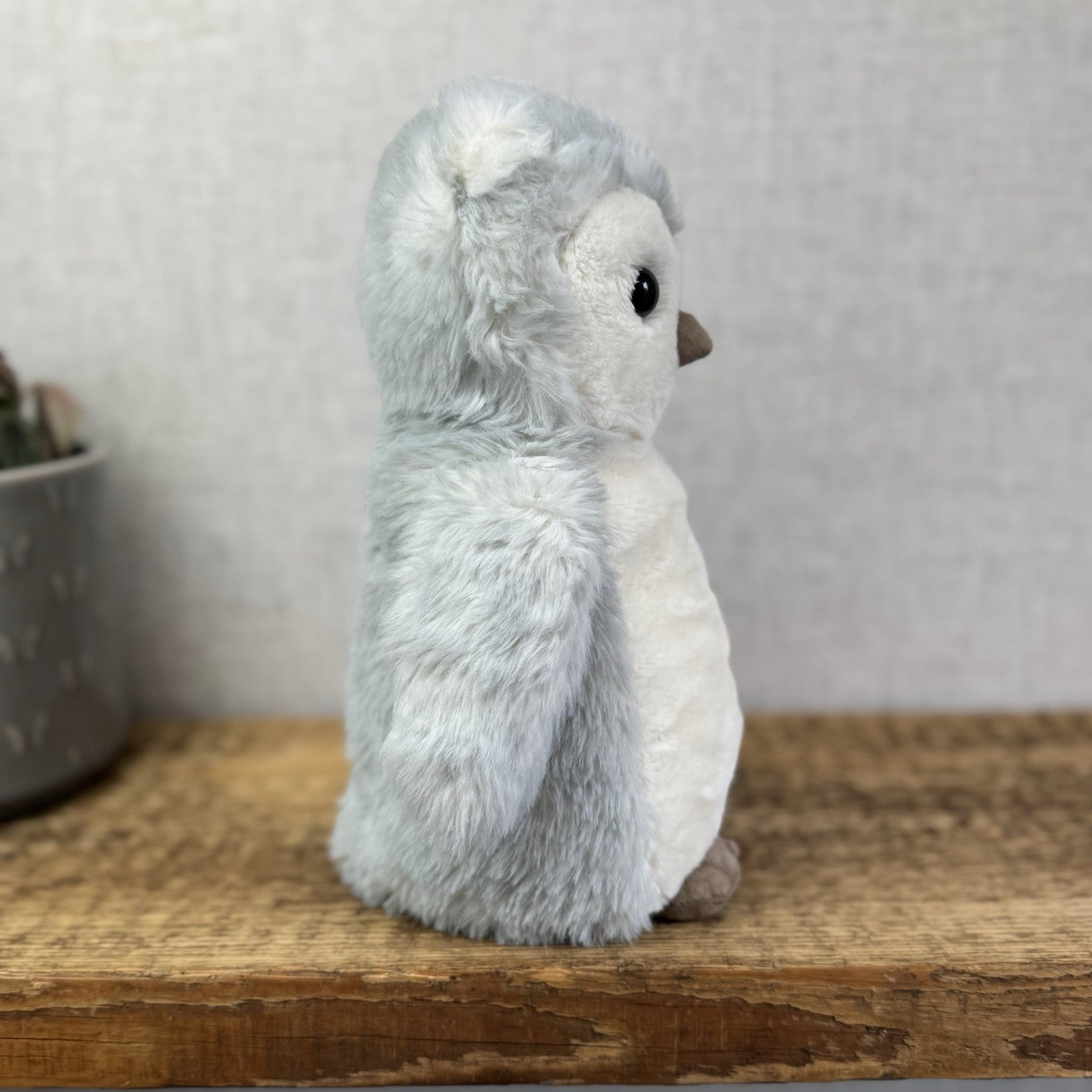 Jellycat Medium Bashful Owl Chick - Birch Grey Colouring Owl Soft Toy Medium 9"