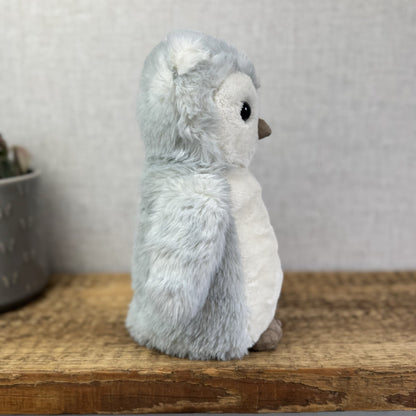Jellycat Medium Bashful Owl Chick - Birch Grey Colouring Owl Soft Toy Medium 9"