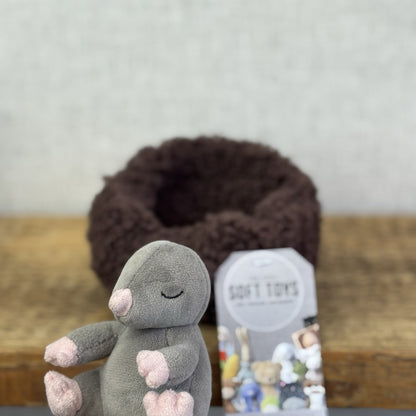 Jellycat Hibernating Mole- Baby Sleeping Mole & Nest Soft Toy Plush Cute NWOT 5”
