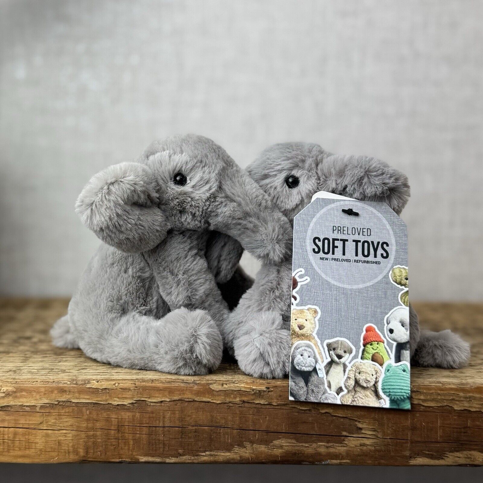 Jellycat Tiny Emile Elephant Grey Baby Elephant  Tiny Plush Rare/Retired 4” (2)