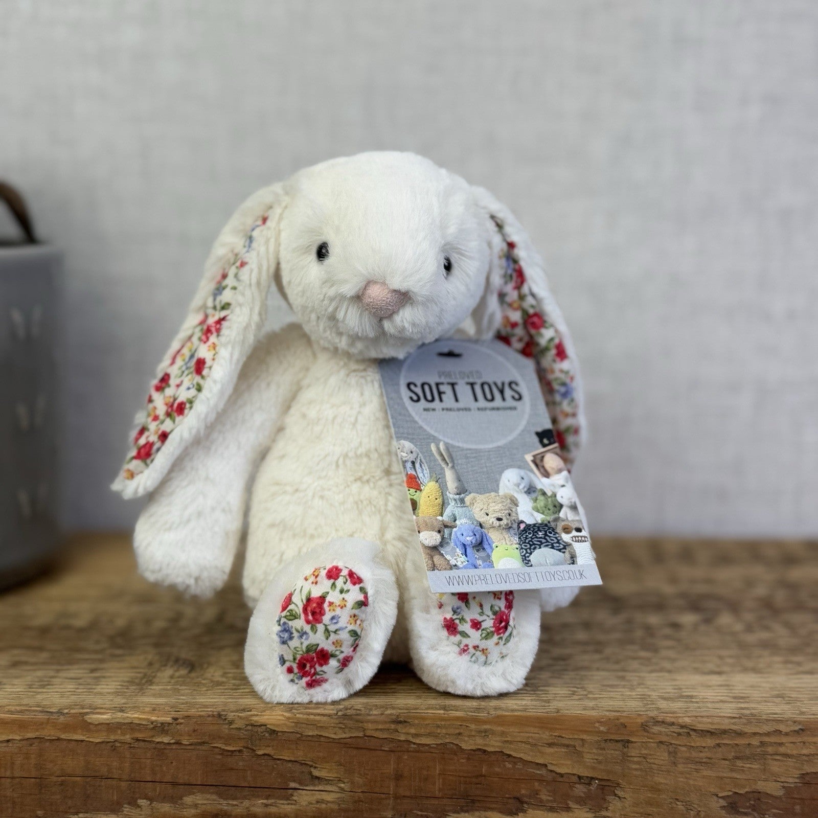 Jellycat Small Bashful Cream Blossom - Cream Bunny Floral Ears & Feet 8”