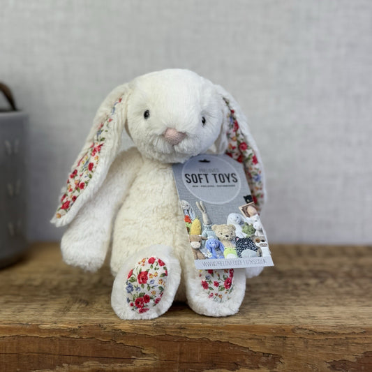 Jellycat Small Bashful Cream Blossom - Cream Bunny Floral Ears & Feet 8”