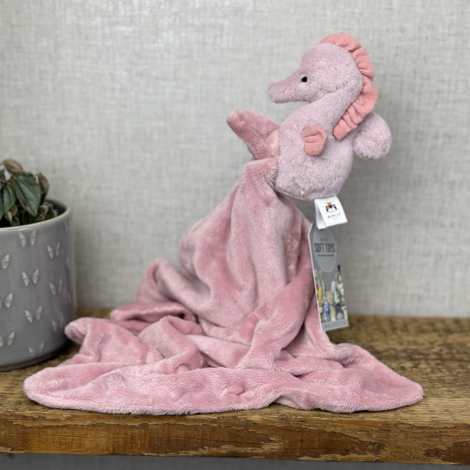 Jellycat Sienna Pink Seahorse Soother - Pink Comfort Blanket Soother Retired
