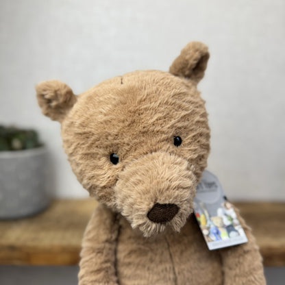 Jellycat Large Cocoa Bear - Big Brown Textured Bear Beanie Retired Large 17"