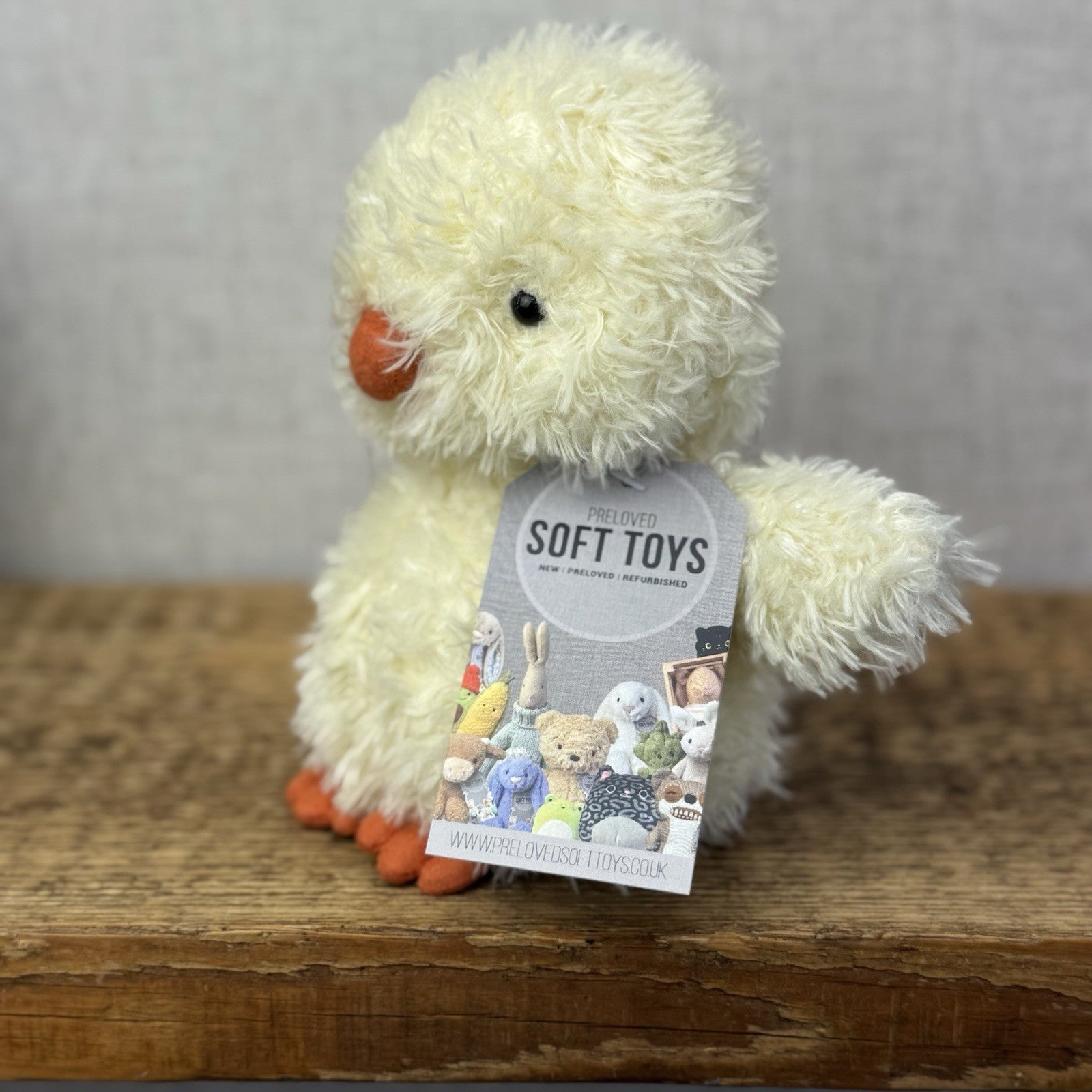 Jellycat Little Chick - Fluffy Light Yellow Bird Toy Small Curly Fur Retired 7"