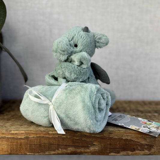 Jellycat Bashful Dragon Soother - Neutral Light Green Comforter Green Plush Toy