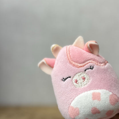 Squishmallows Squishville - Clay The Cow - Pink Cow Plush Squishmallow Tiny 2"