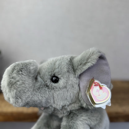TY Classic Beanie Buddies Spout - Grey Beanbag Plush Elephant Grey 1997