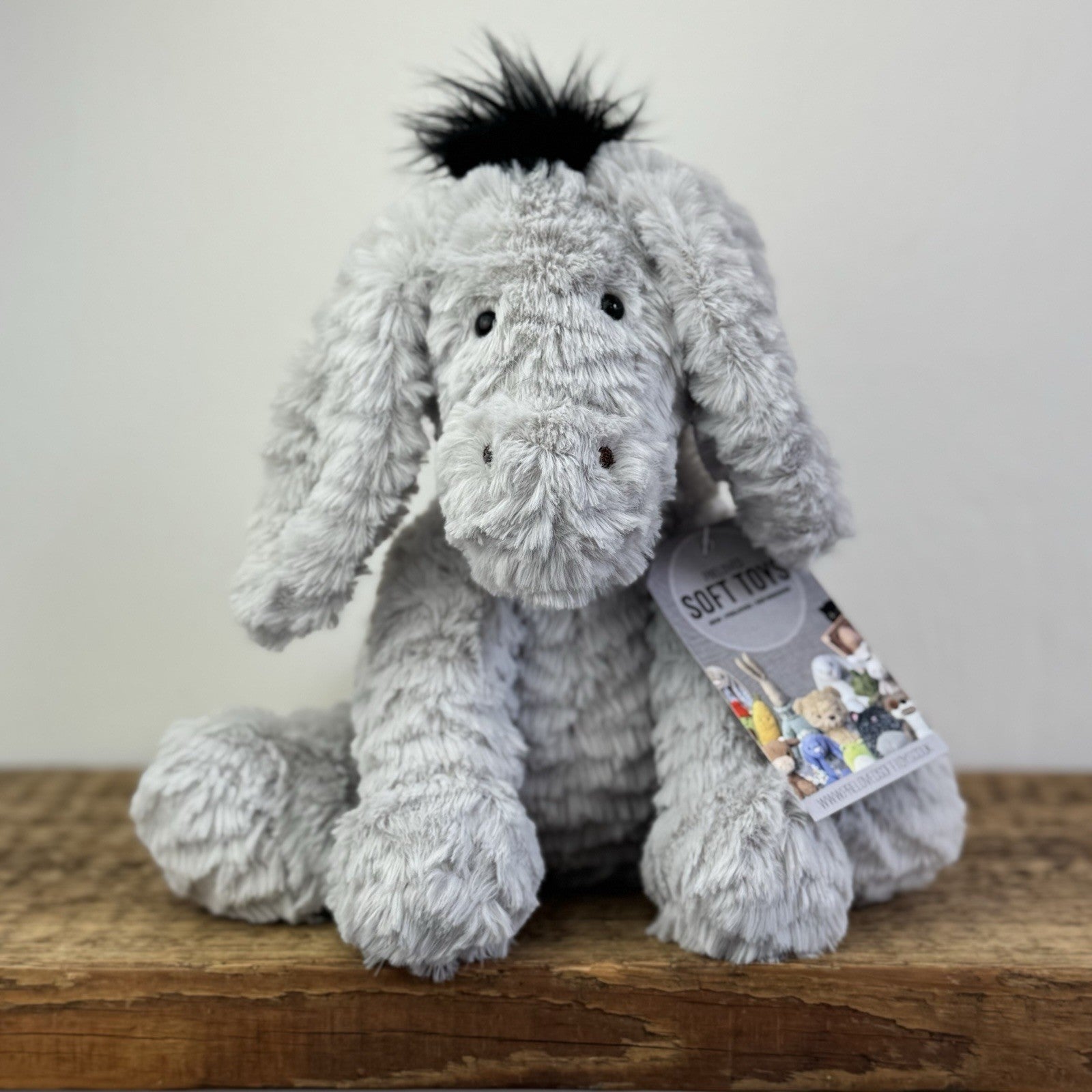 Jellycat Fuddlewuddle Donkey (First Release) Light Grey Textured Donkey Plush 8"