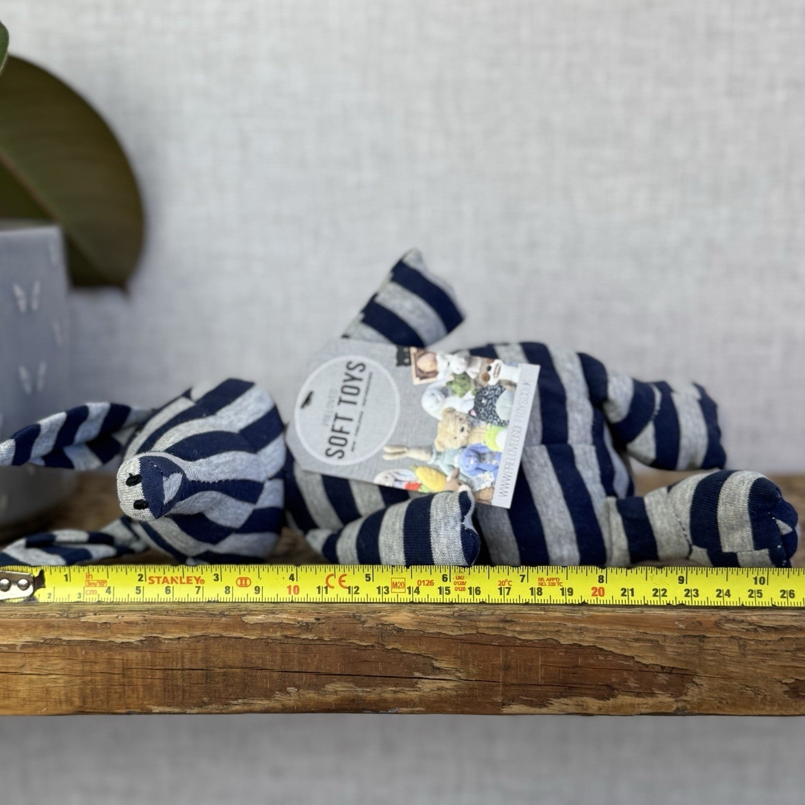 Jellycat Anton Aardvark - Small Grey/Navy Striped Beanie Plush Retired Rare 10"