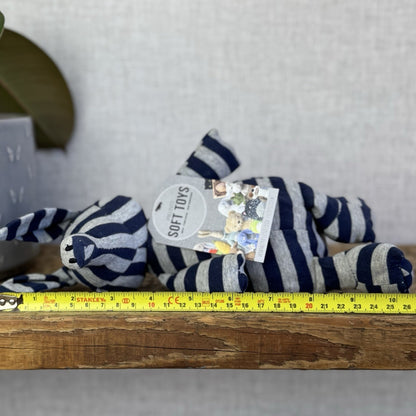 Jellycat Anton Aardvark - Small Grey/Navy Striped Beanie Plush Retired Rare 10"