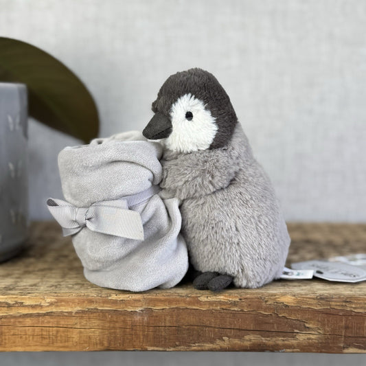 Jellycat Grey Percy Penguin Soother Comforter Comfort Blankie Soft Toy Plush