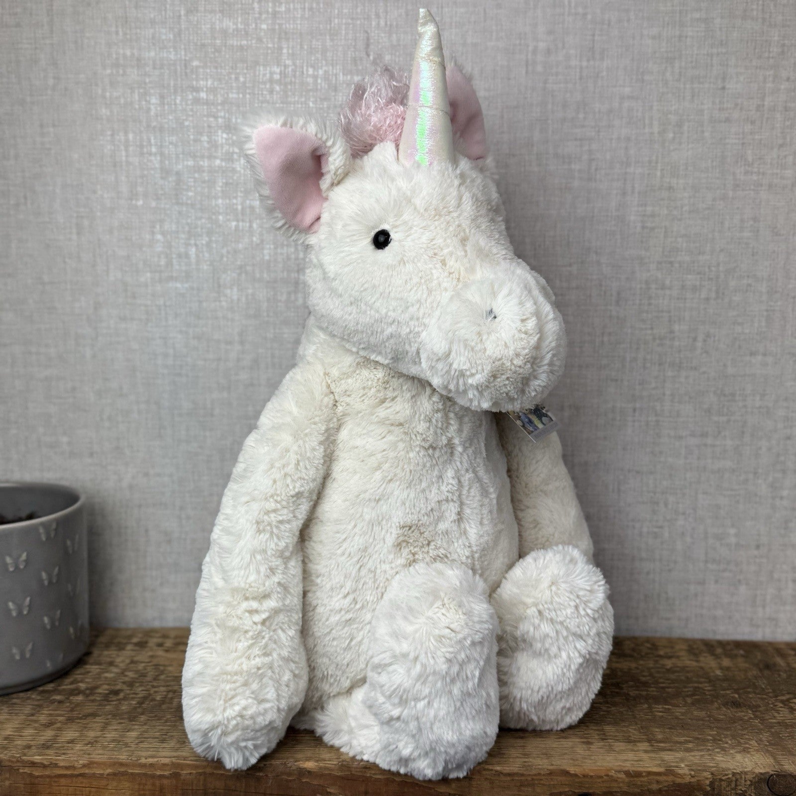 Jellycat Huge Bashful Unicorn - Huge White/Pink Retired Unicorn Soft Beanie 22"