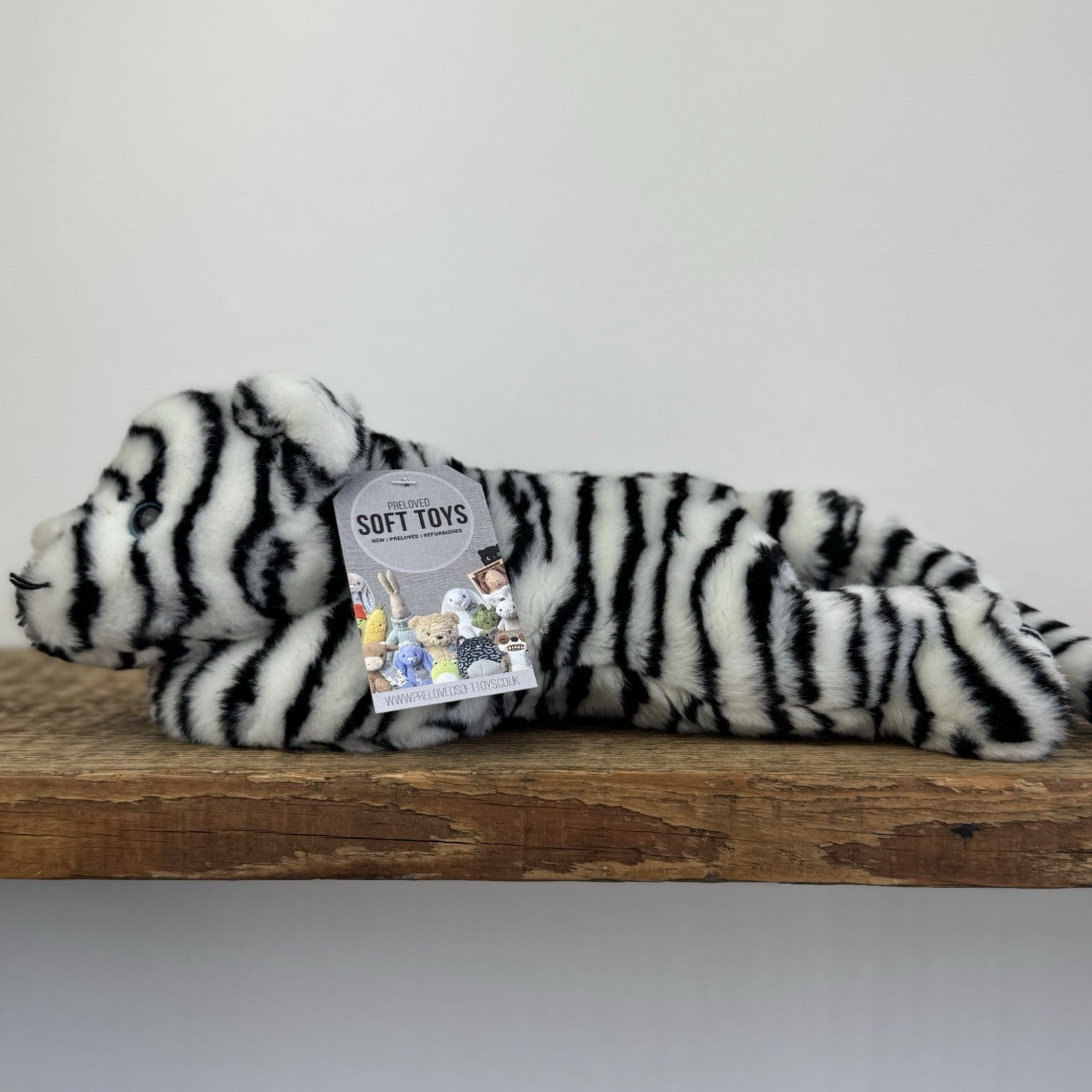 TY Beanie Buddies Blizzard- Beanie Laying White Tiger Soft Toy 2000s