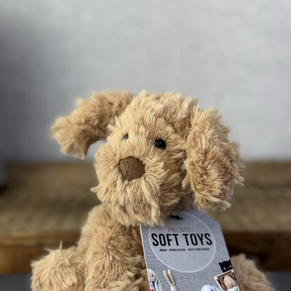 Jellycat Small Fuddlewuddle Puppy - Small Sitting Textured Honey Dog Retired 6"