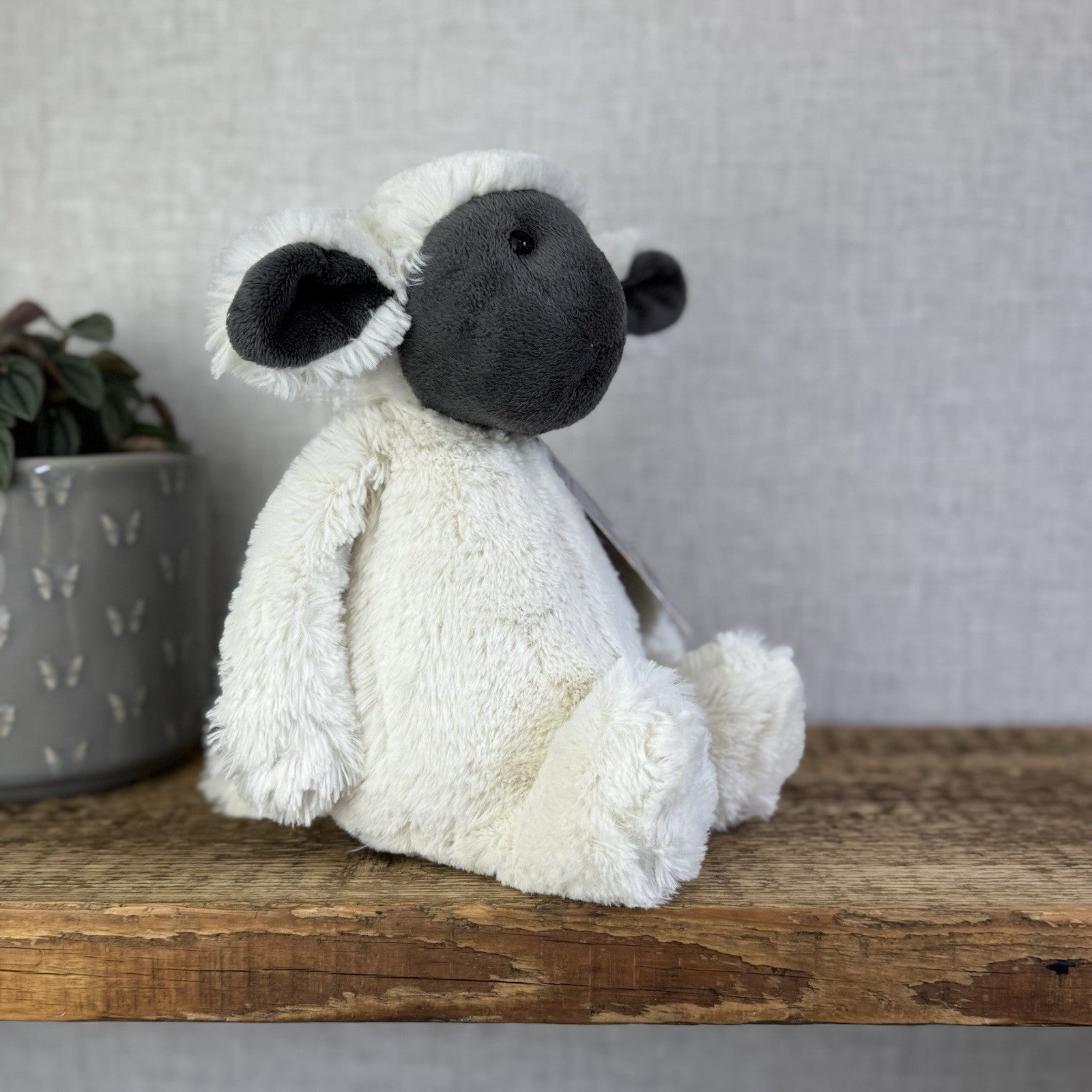 Jellycat Medium Bashful Grey Face Lamb - Medium Cream Lamb Beanie Plush 12"