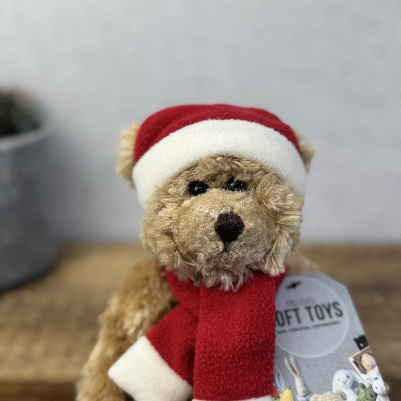 John Lewis Christmas Bear - Small Bear Christmas Hat & Scarf Beanie 2009 9"