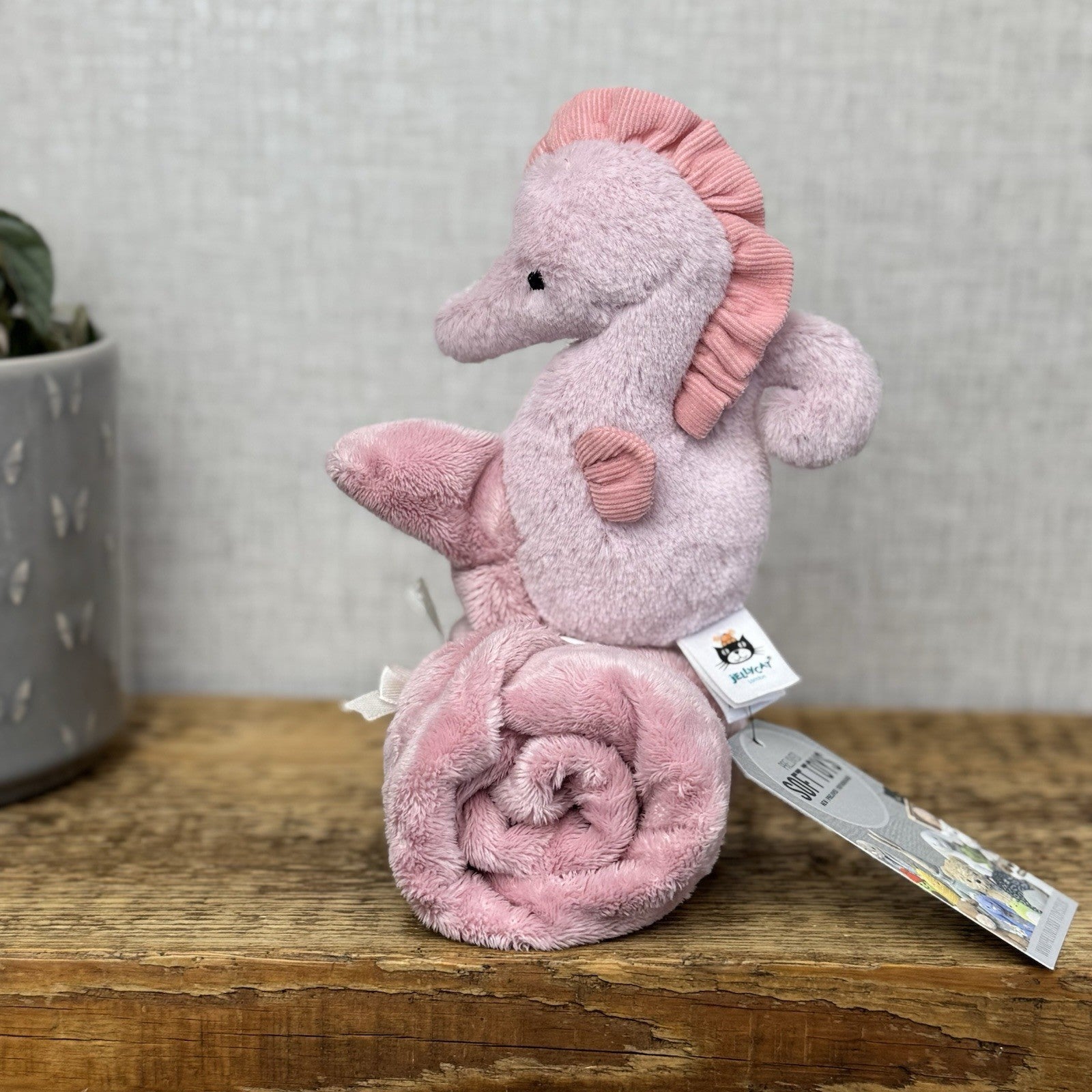 Jellycat Sienna Pink Seahorse Soother - Pink Comfort Blanket Soother Retired