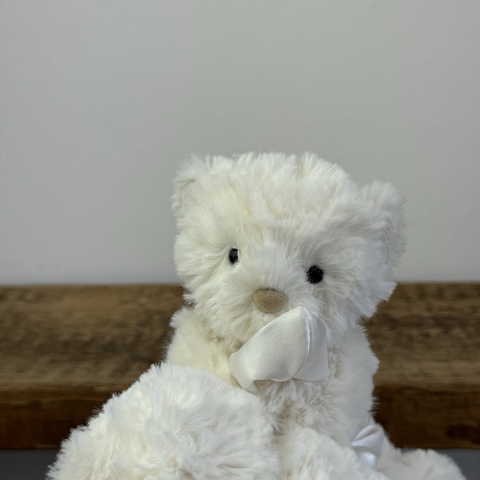 Little Jellycat Wilkie Bear Soother - White Curly Fur Bear NWOT Retired Rare