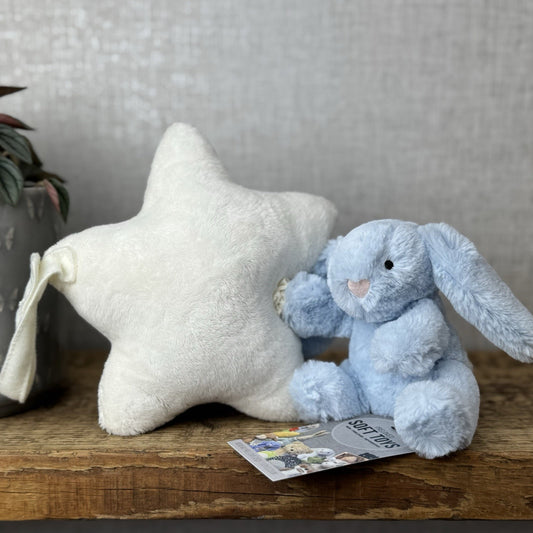 Jellycat Blue Bunny Musical Pull - Lullaby Mobile Baby Music Baby Blue Soother