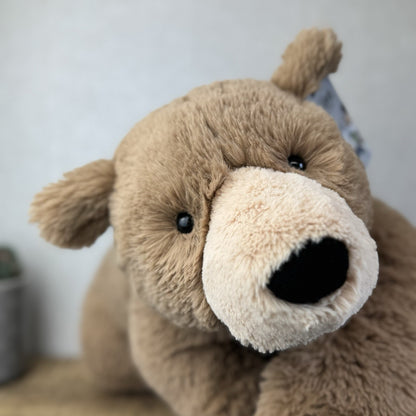 Jellycat Large Laying Woody Bear - Huge Brown Beanie Bear Large Retired 25”
