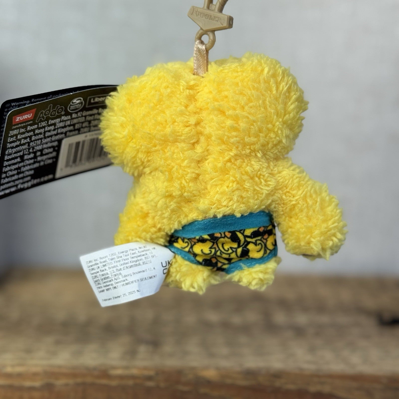 Fuggler Keyring Plush Bag Clip Toy - Yellow Squidge With Pants Series 4 NWT
