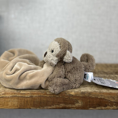 Jellycat Shooshu Monkey Soother - Super Soft Monkey Comforter - Blankie (Smudge)