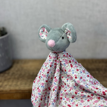 JoJo Maman Bebe Grey Mouse Comforter - Pink/Grey Mouse Comfort Tag Blanket NWOT 