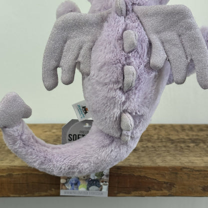 Jellycat Little Lavender Dragon - Light Purple Dragon Beanie Soft Toy 11"