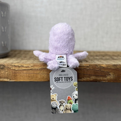 Jellycat Fluffy Octopus - Lilac Fluffy Octopus Plush Soft Toy - Pocket Pal 3"