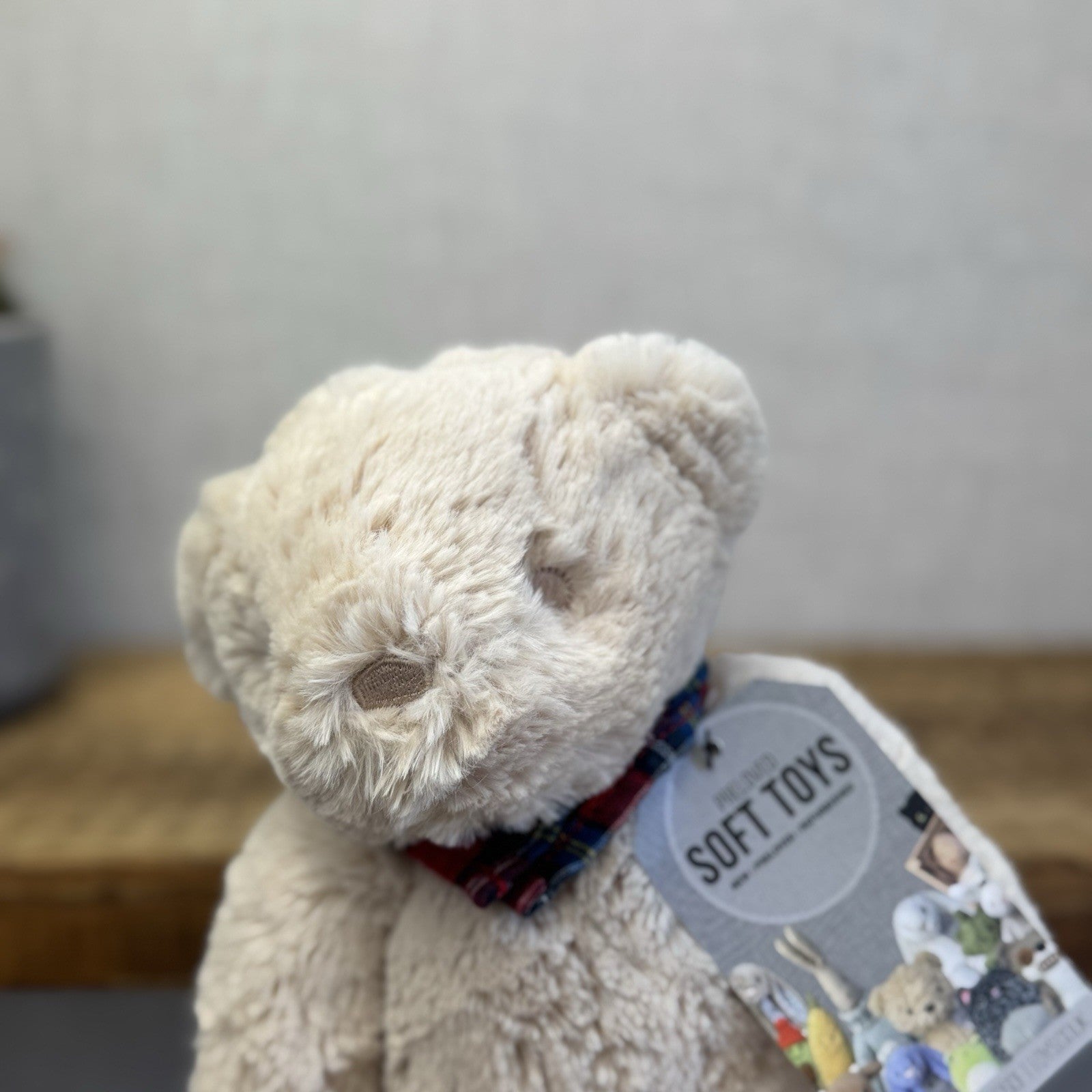 Next Teddy Bear Beanie With Scarf - Beige Bear Soft Toy New Without Tags 8"