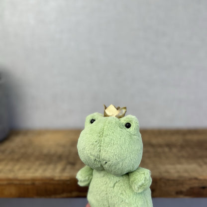 Jellycat Crowning Croaker Frog - Miniature Green Frog With Crown Soft Toy NWOT