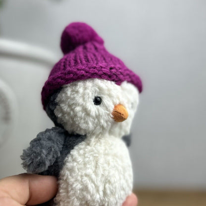 Jellycat Wee Winter Penguin -  Pink Fuchsia - Bobble Hat Penguin Tiny Plush 5”