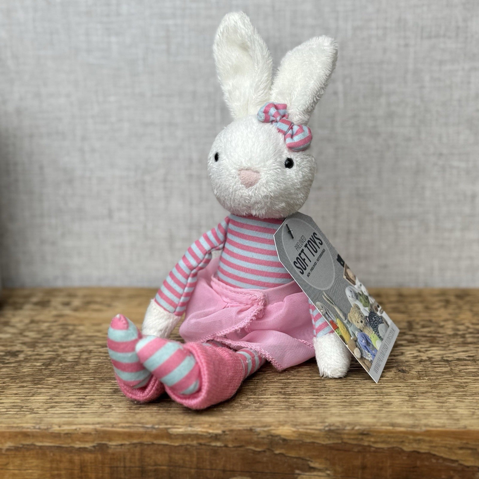 Jellycat Jazy Jiver Cream Bunny - Small Bunny Striped Ballerina Small Retired 8"
