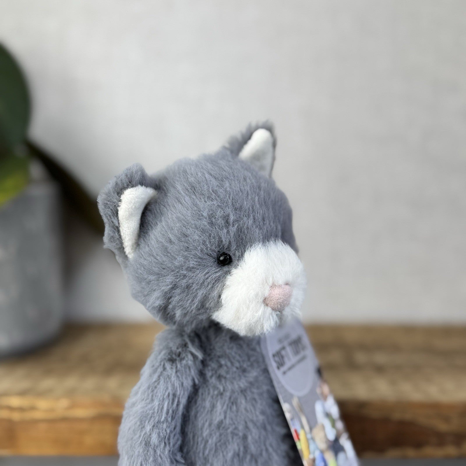Jellycat Sweetie Kitten - Small Fluffy Light Grey Beanie Kitten White Face Rare