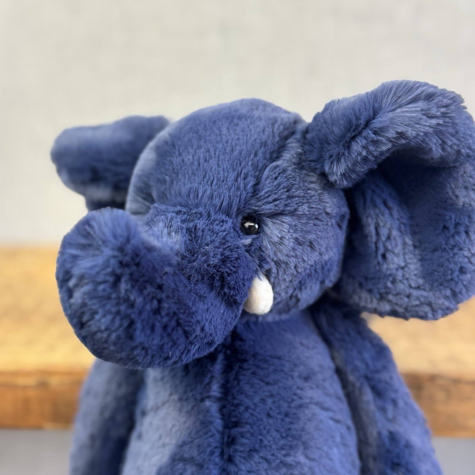 Jellycat Medium Bashful Navy Blue Elephant - Medium Blue With Tusks 12” BNWT