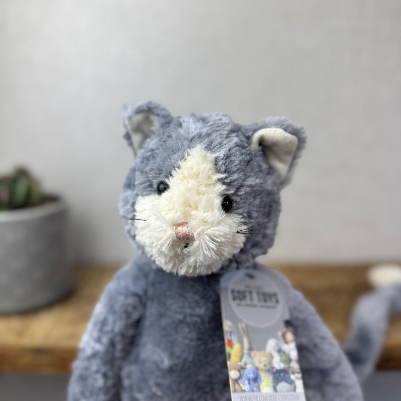 Jellycat Medium Pickles Cat - Vintage Grey Cat Beanie Retired (imperfect) 18"