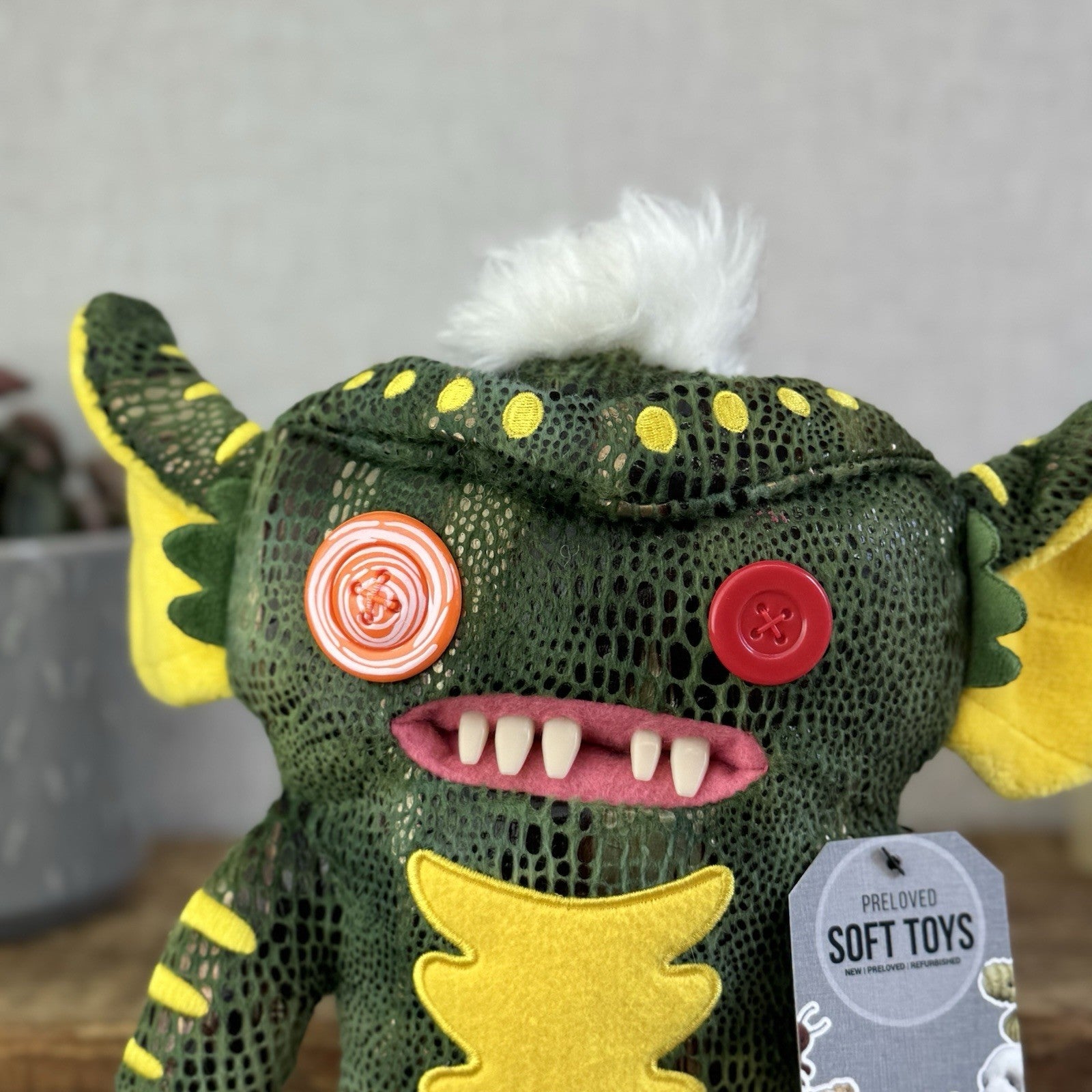Fuggler Funny Ugly Monster Gremlins Soft Toy - Stripe Fuggler Green Scales Cute 