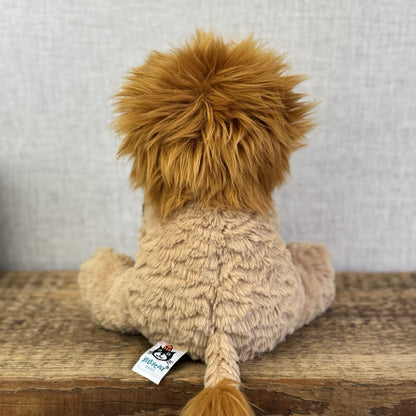 Jellycat Medium Fuddlewuddle Lion - Textured Sitting Lion Beanie Soft Toy 9”