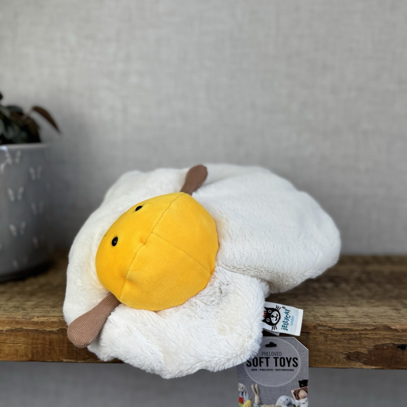 Jellycat Amuseable Fried Egg - Retired Egg Soft Toy Food Beanie Plush 8” (#2)