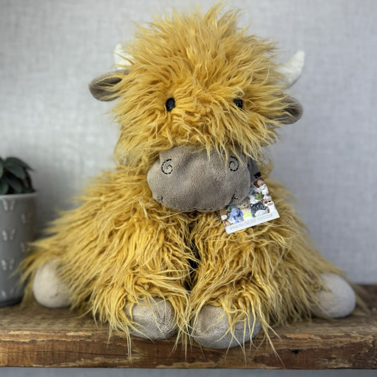 Jellycat Large Truffles Cow - Fluffy Cow Cushion - Highland Cow 18”