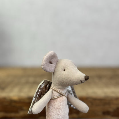 Maileg Fairy Mouse - Natural - Gold Winged Maileg Mouse Fluffy Tummy Retired