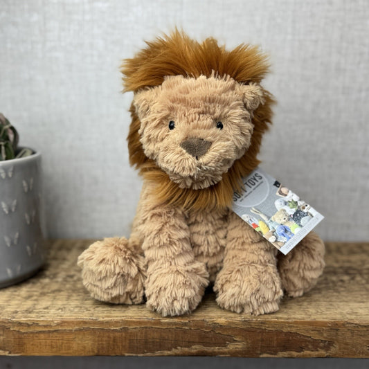 Jellycat Medium Fuddlewuddle Lion - Textured Sitting Lion Beanie Toy 9” (#2)