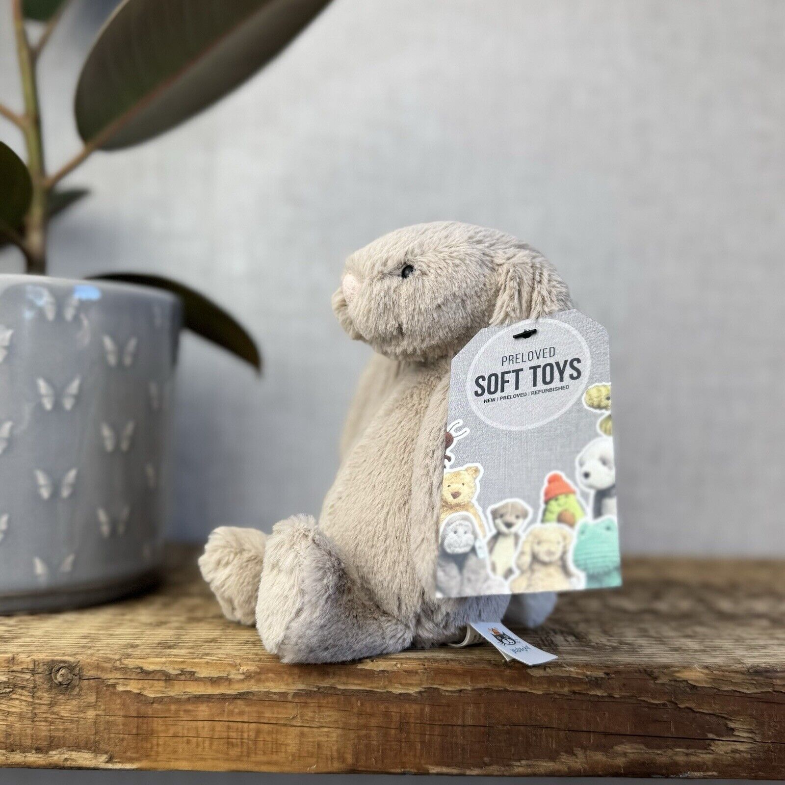 Jellycat Small Bashful Beige Bunny - Light Brown Bunny Old Version Paper Tag 8"