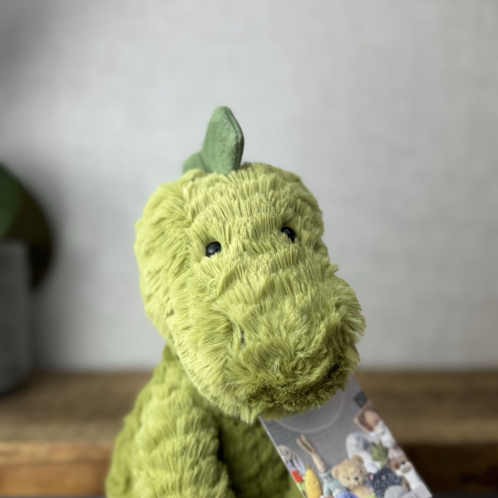 Jellycat Fuddlewuddle Dinosaur - Green Dino Textured Beanie Soft Toy 9"