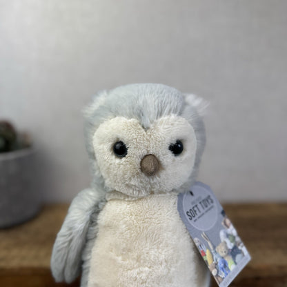 Jellycat Medium Bashful Owl Chick - Birch Grey Colouring Owl Soft Toy Medium 9"