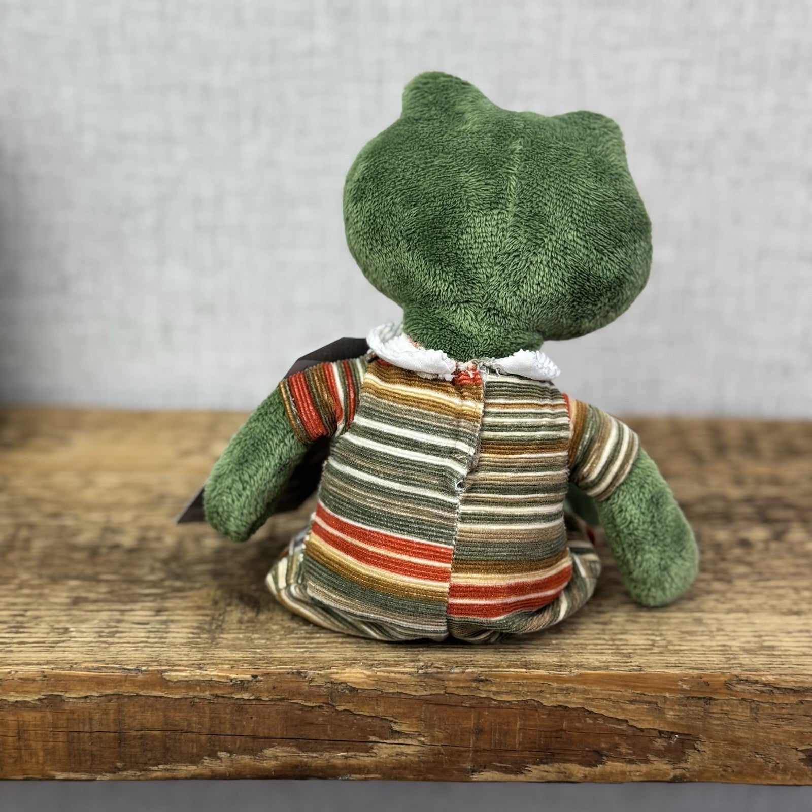 Jellycat My Little Friends Frog - Small Friends Frog Beanie In Stripe Dungarees
