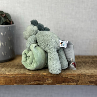 Jellycat Green Shooshu Dinosaur - Dino Comforter Soother - Super Soft Blanket