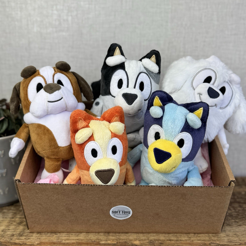 Cbeebies Bluey Tv Character Plush Bundle - Bluey, Bingo, Winston, Muffin, Lila