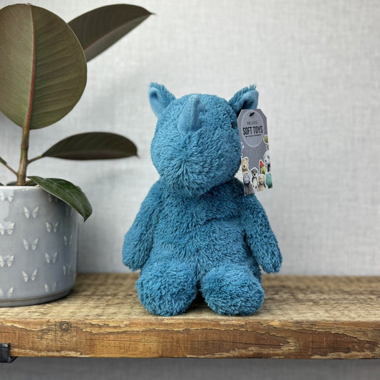 Jellycat Cushy Rhino Blue - Blue Textured Rhino Plush Beanie Collectible 12"